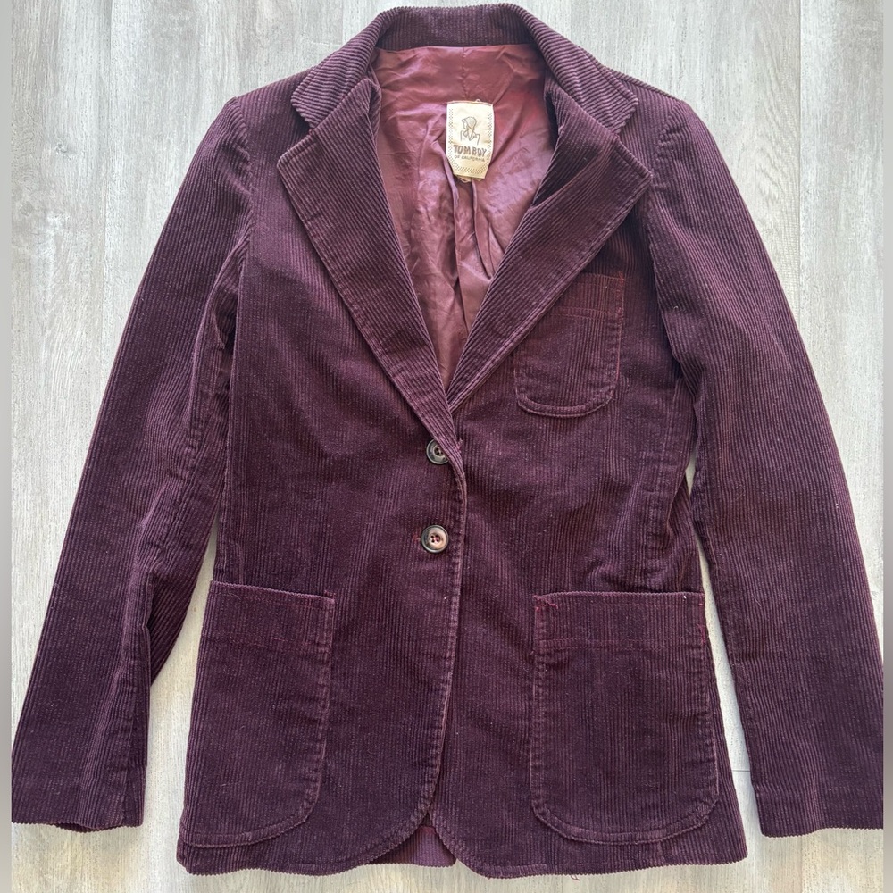 Tomboy of California Corduroy Blazer Jacket Junior Size 5 Purple Vintage Style